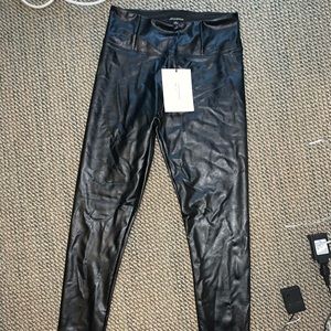 High waist tummy tucker leather leggings